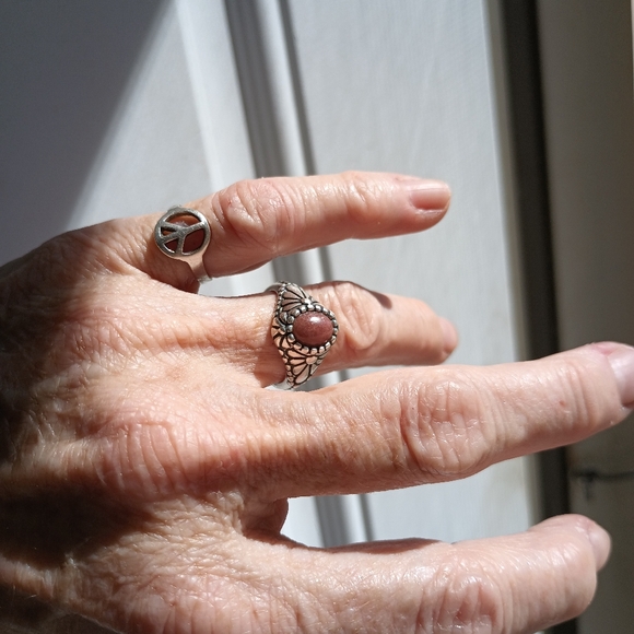 Vintage Shube Dakota West Sterling Silver .925 Rhodonite Ring Size 7.75 * - Picture 2 of 6